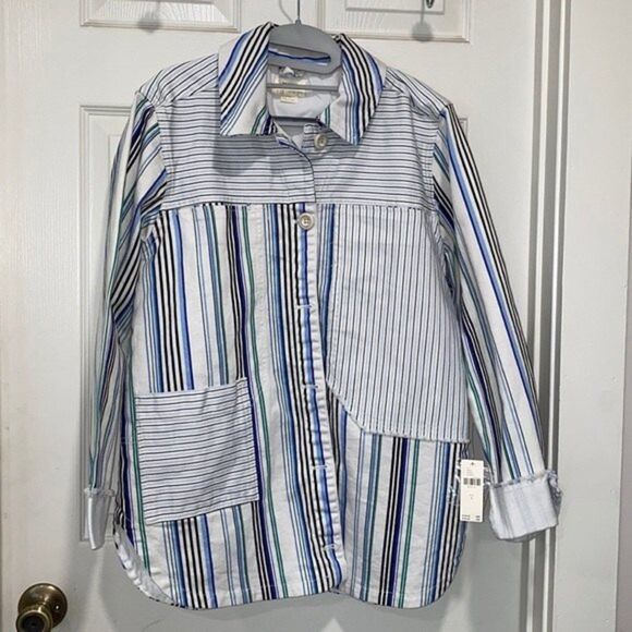 Maeve by Anthropologie Striped Shirt Jacket Womens Size Small - Picture 9 of 16